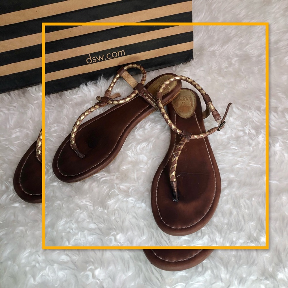 FRYE MADISON BRAIDED WOMENS LEATHER SANDALS 8